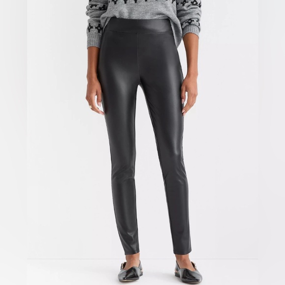 NWT LOFT WOMEN'S FAUX LEATHER LEGGINGS- BLACK- X-SMALL - Picture 1 of 3